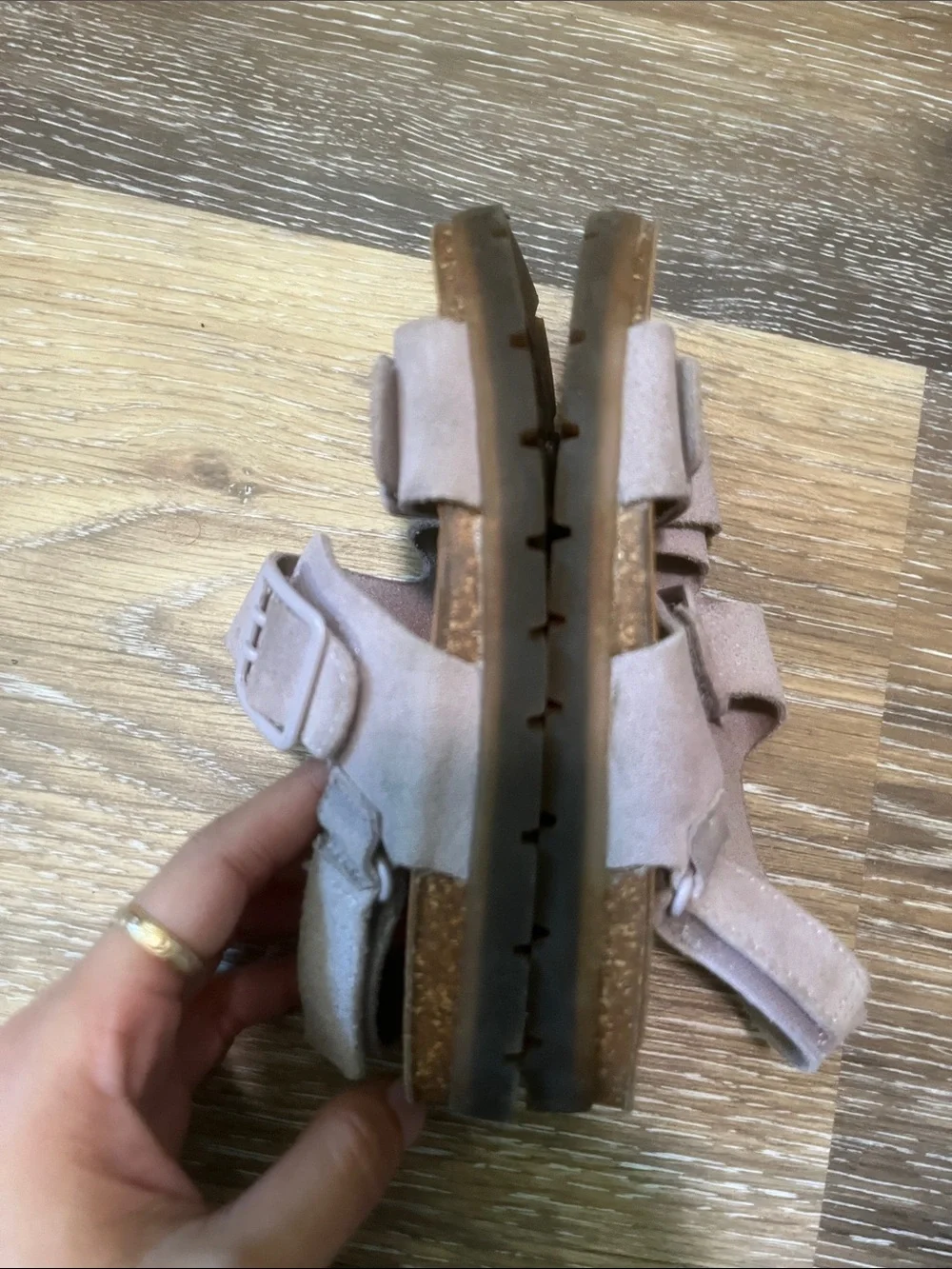 Zara Light Pink Suede Double-Buckle Kids Sandals